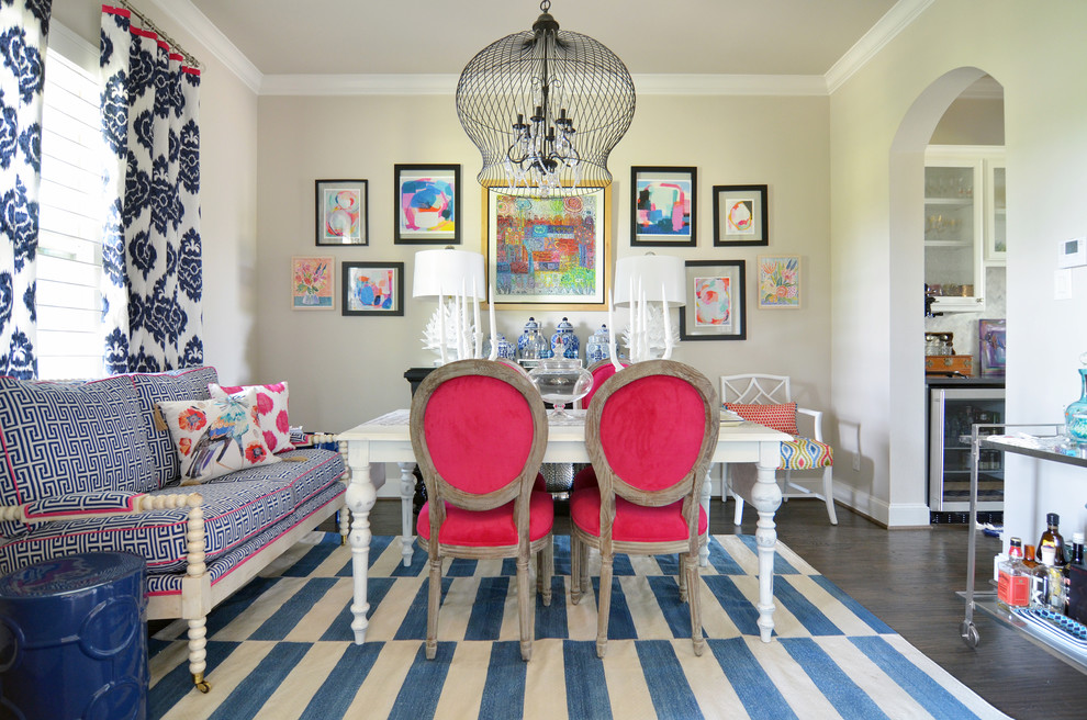 Example of an eclectic dining room design in Dallas