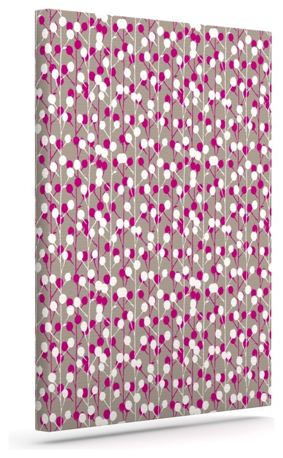 Julie Hamilton "Wineberry" White Pink Wrapped Art Canvas, 8"x10"