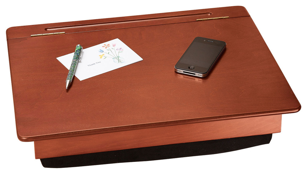 Wood Lap Desk With Storage Portable Workspace Platform For