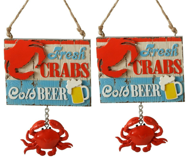 Fresh Red Crabs Cold Beer Sign Christmas Holiday Ornaments Set Of 2 Midwest Cbk Beach Style By Mary B Decorative Art Houzz - Midwest Cbk Home Decorators Collection