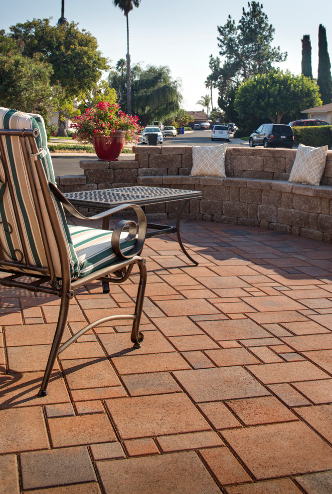 Front Yard Paver Patio Transformation in San Diego, CA - Contemporary