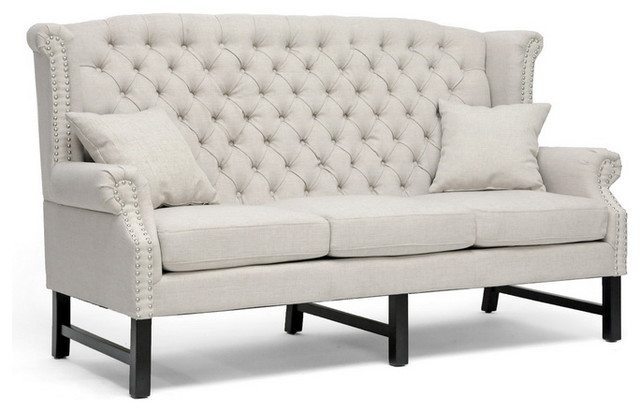 Baxton Studio Sussex Beige Linen Sofa
