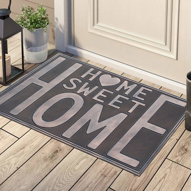 Home Sweet Home Rubber Pin Mat Copper Heavy Duty Doormat 18 X30