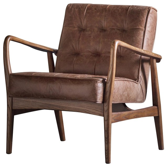 Humber Upholstered Armchair, Vintage Brown Leather