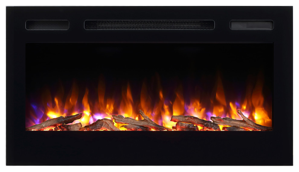 PuraFlame Alice 36 " Recessed Electric Fireplace, Flush Mounted for 2x6