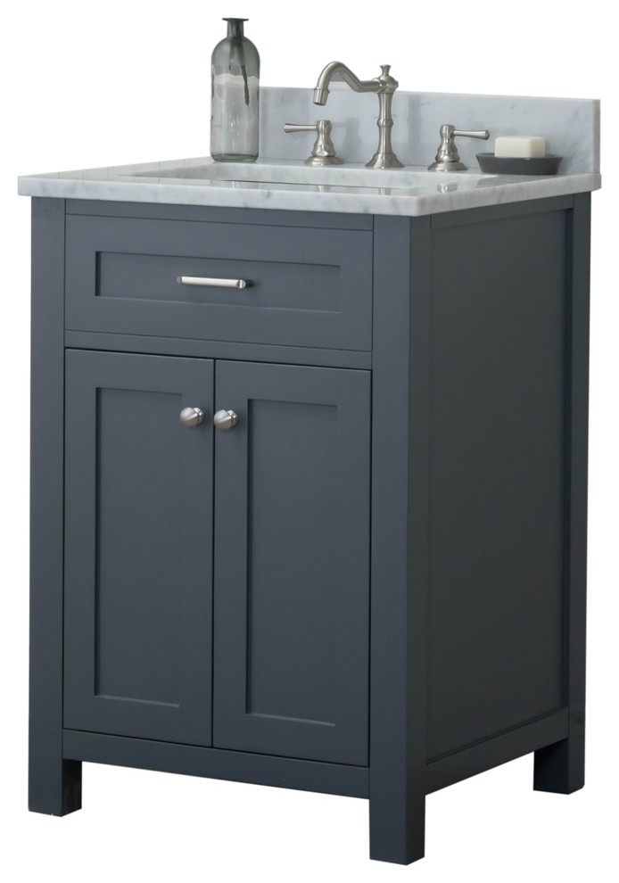 Springfield 24" Single Bathroom Vanity, Gray With Mirror Transitional