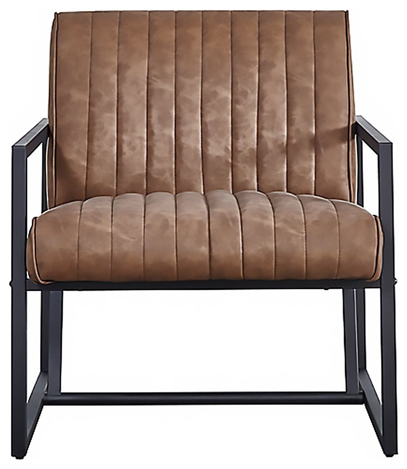 Modern Accent Chair, Metal Frame With Comfortable Faux Leather Seat