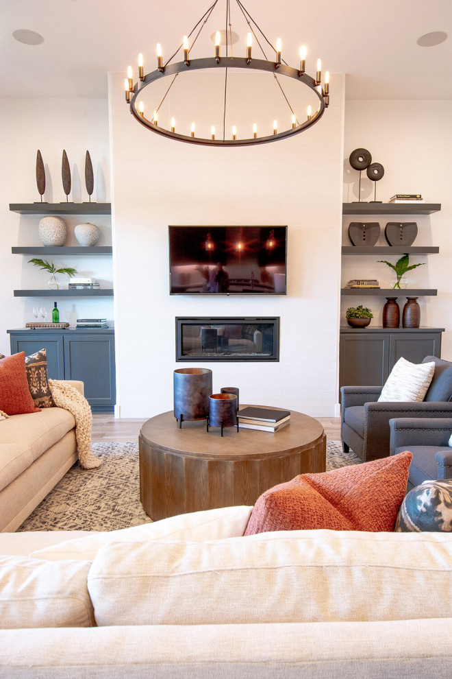 Minimal Modern Ranch Living Room Kansas City by Sara Svehla