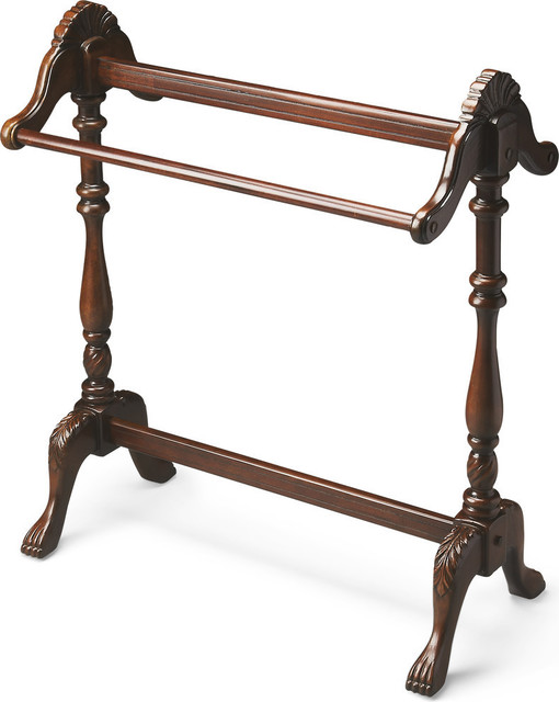 Joanna Blanket Stand, Vintage Oak Traditional Blanket And Quilt