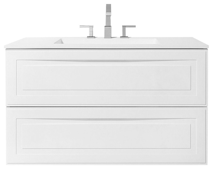 Alma Bathroom Vanity With Solid Surface Countertop, 36" Transitional