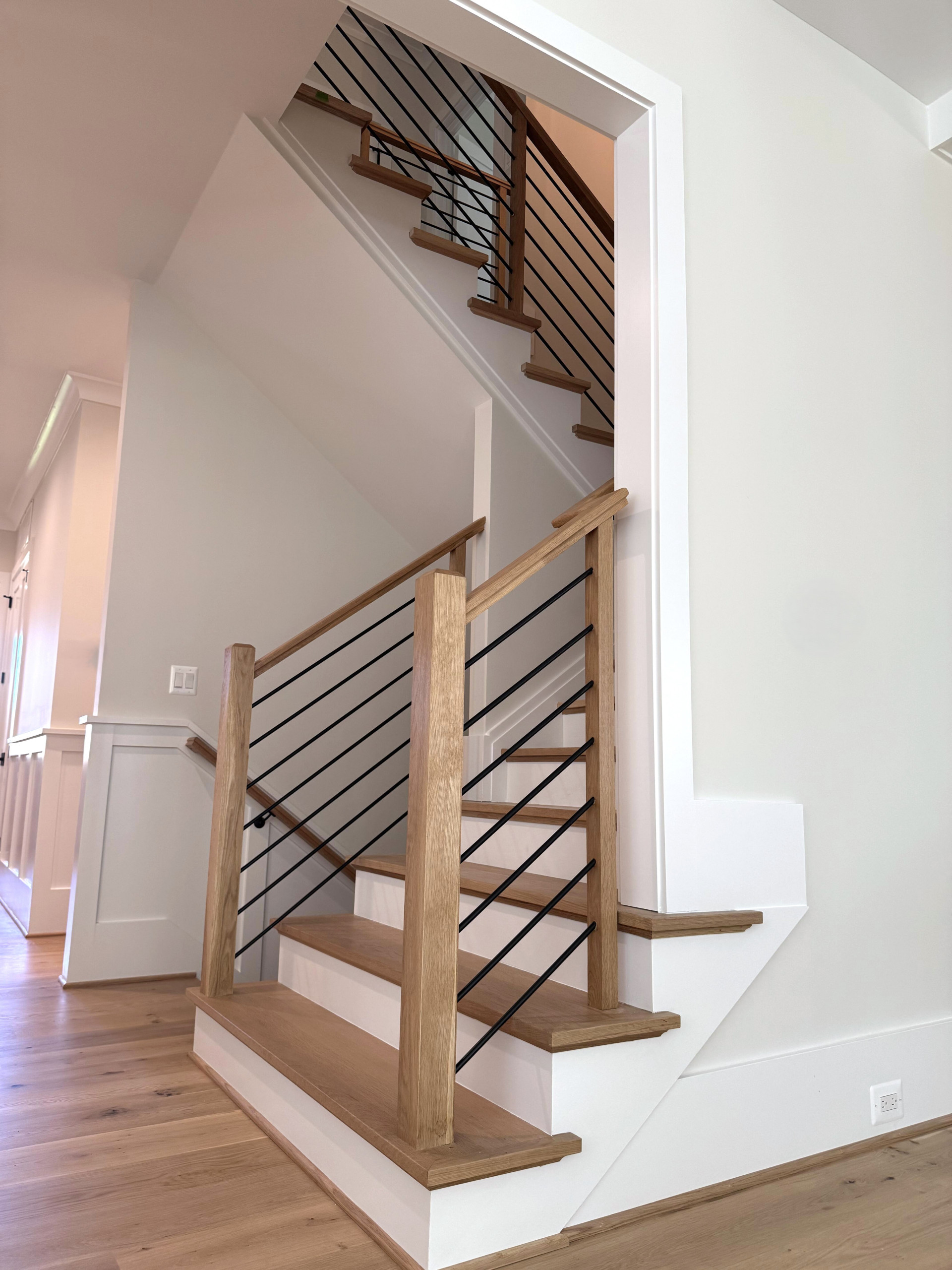 140_Modern White Oak Stair with Horizontal Bar Rail, Falls Church, VA 22043