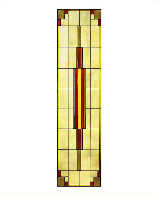 Arts and Crafts Tall Prairie Window Art Glass Panel 12 Vertical