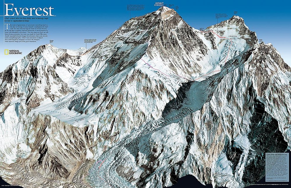 Mt Everest Map Wall Mural, Self-Adhesive Wallpaper