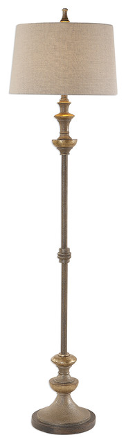 Classic Tall Silver Bronze Floor Lamp | Traditional Thin Metal Pole ...