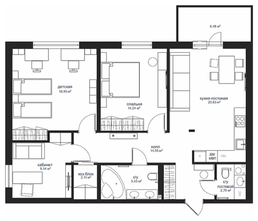 квартира 90 кв.м., г. Санкт-Петербург