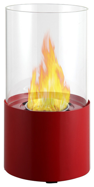 Circum Round Tabletop Ventless Ethanol Fireplace, Red
