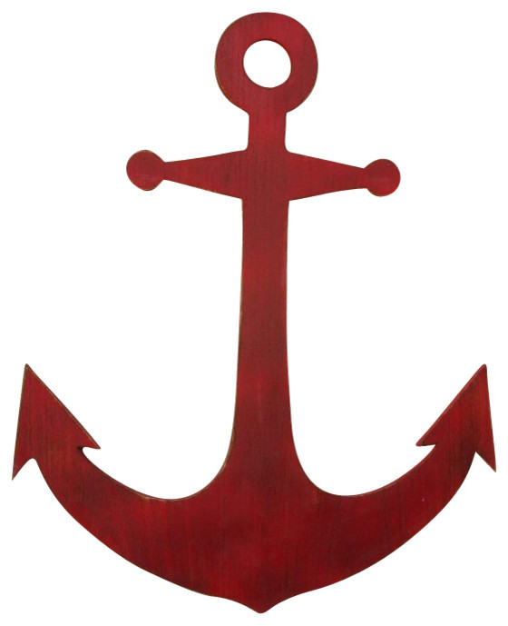 Rustic Decorative Vintage Anchor, Red, 30"