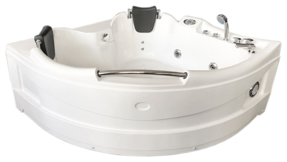 Whirlpool Corner Bathtub 59.05" x 59.05" with Heater Ginevra