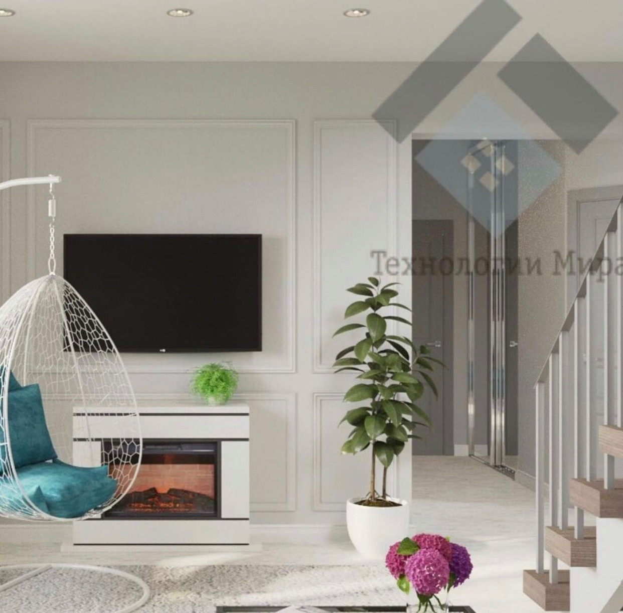 Дизайн - проект загородного дома (1 этаж)