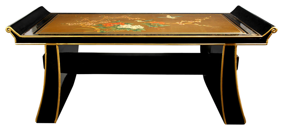 Shinto Coffee Table, Gold Leaf Birds and Flowers