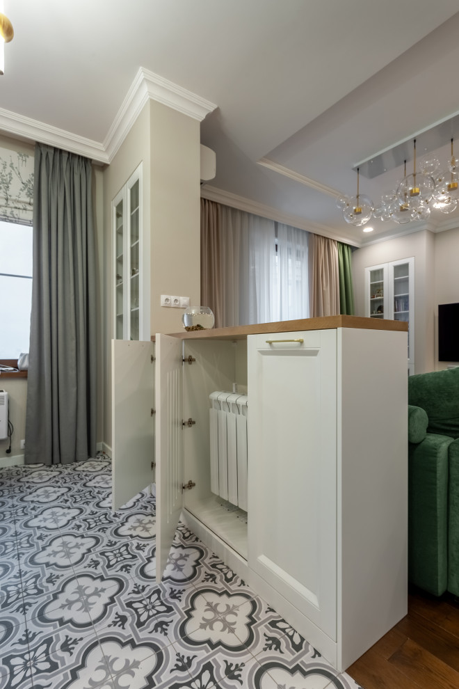 Тумба на радиатор из шпона с фрезировкой