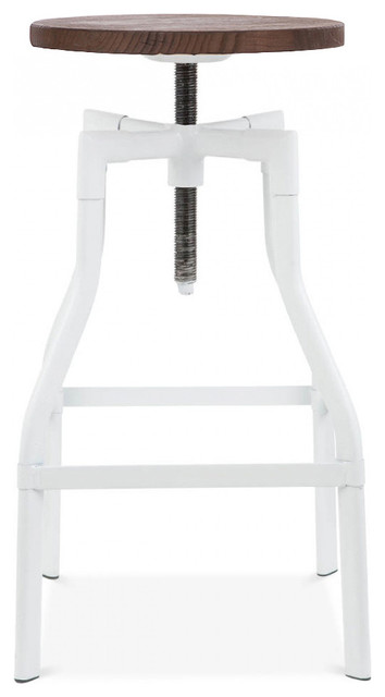 Machinist Adjustable Bar Stool, Glossy White