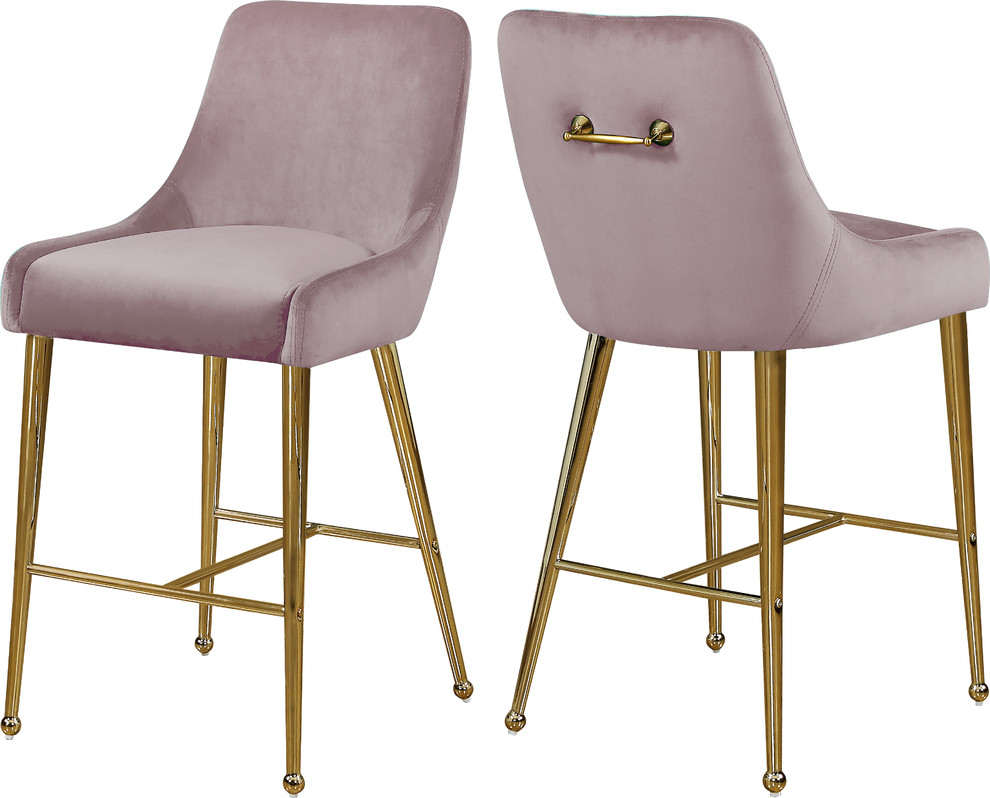 owen velvet stool set of 2 pink