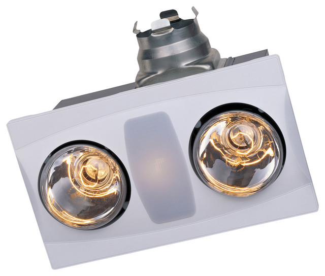 2 Bulb Quiet Bathroom Heater Fan, Ventline 75 Cfm Bathroom Ceiling Exhaust Fan With Light