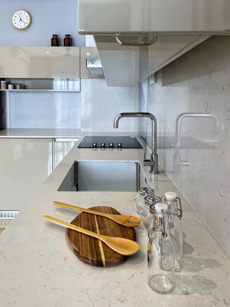 Small trendy l-shaped kitchen photo