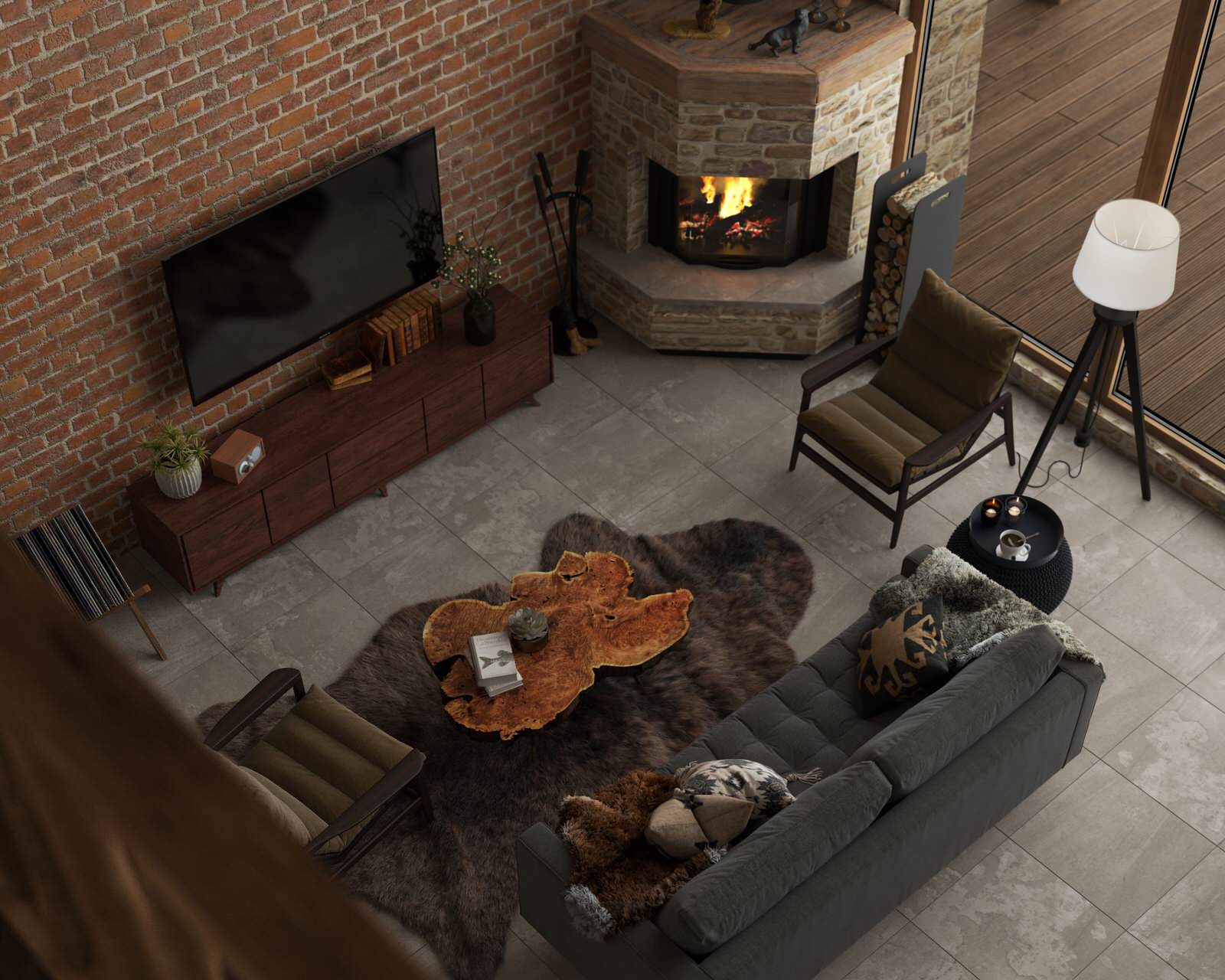 дизайн-проект интерьера деревянного загородного дома