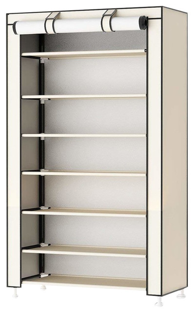 Modern Stylish Storage Organizer Upholstered, Waterproof Fabric, 8-Tier, Beige