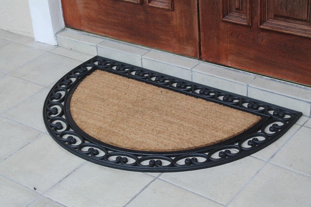 Half Round Rubber, Coir, Classic Black, Standard Double Doormat, 30"x48
