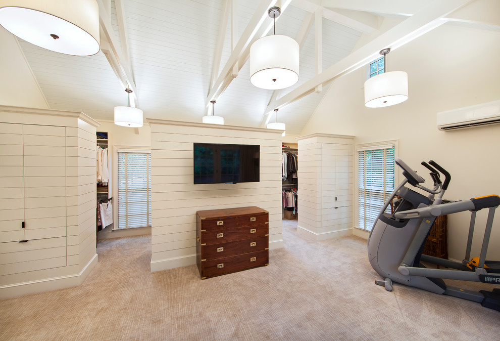 Inspiration for an expansive traditional home gym in Charlotte.