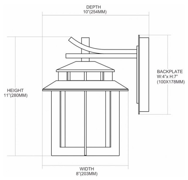 Mission Style Porch Light 11 Inch 9.5W 1 LED Outdoor Wall Lantern