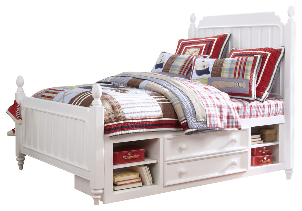 Samuel Lawrence SummerTime Twin Poster Bed With Underbed Storage, Bright White