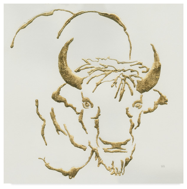 Chris Paschke 'Gilded Bison' Canvas Art, 14"x14"