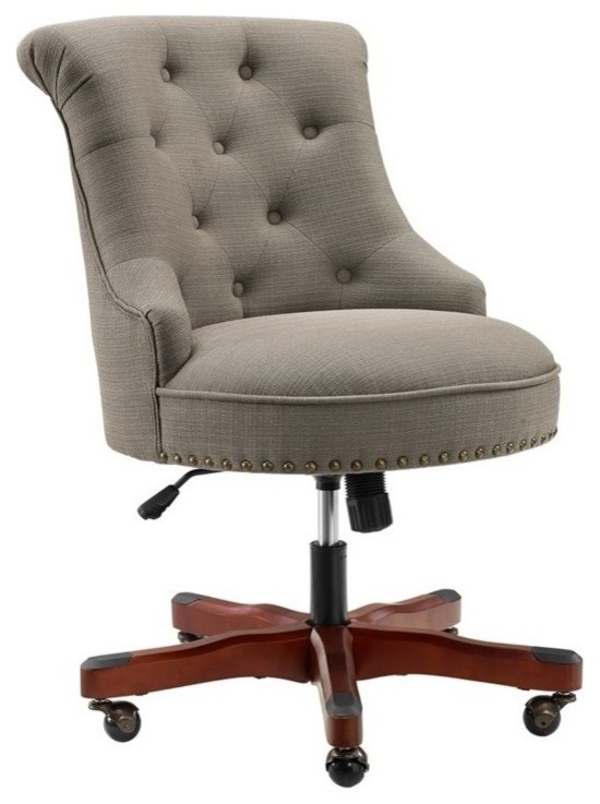 Linon Sinclair Dolphin Gray Office Chair