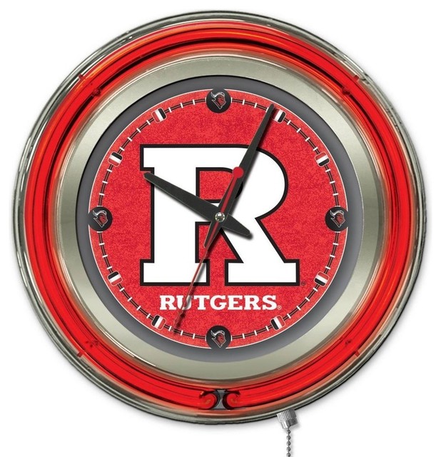 Rutgers Neon Clock Contemporary Wall Clocks by Holland Bar Stool