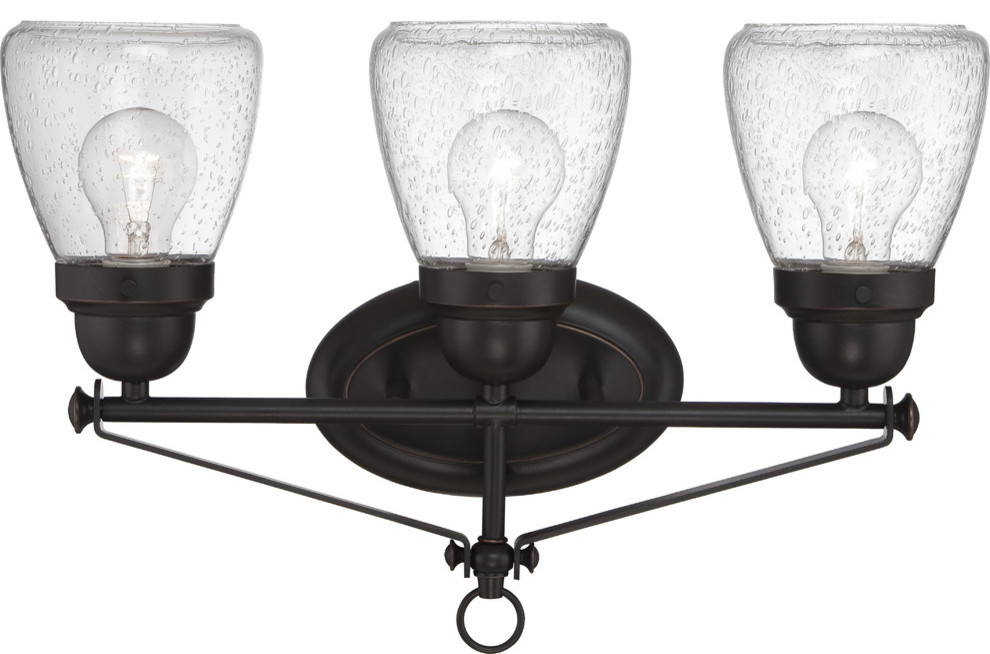 Laurel 3 Light Vanity Fixture With Clear Seeded Glass Traditional