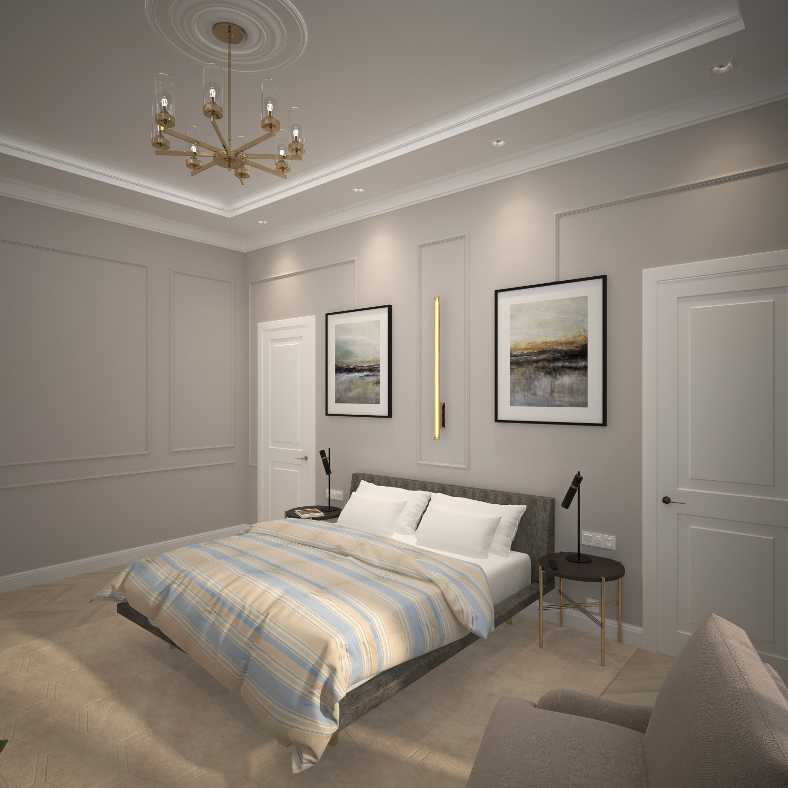 Спальня в загородном доме.