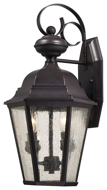 Cotswold 2-Light Outdoor Sconce, Oil Rubbed Bronze With Seeded Glass