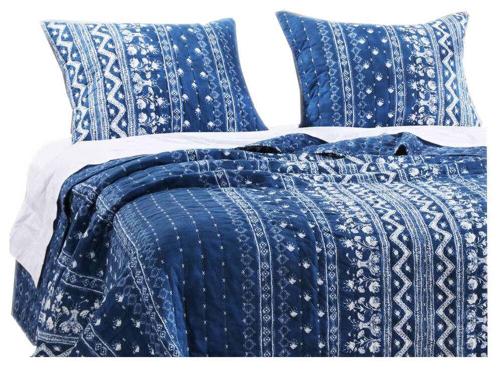 Barefoot Bungalow Embry Indigo King Sham By, 20" x 36 Contemporary