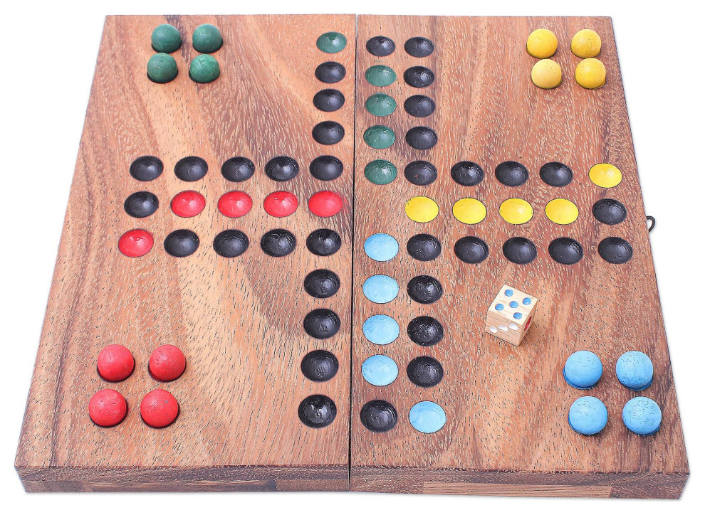 Novica Handmade Ludo Folding Wooden Game Board Games And Card Games