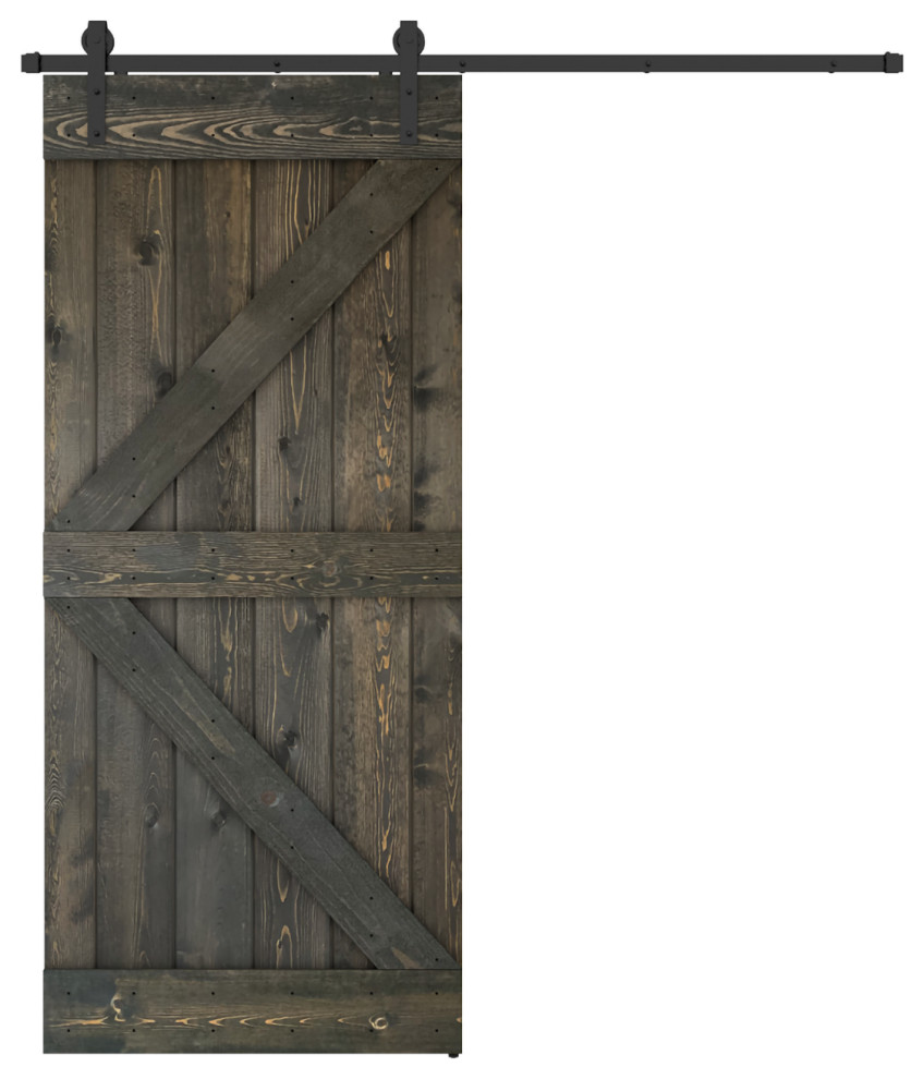 Solid Wood Barn Door, With Hardware Kit, Ebony, 36x84"