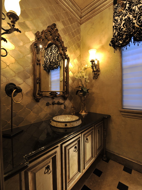 Design ideas for a traditional powder room in Houston.