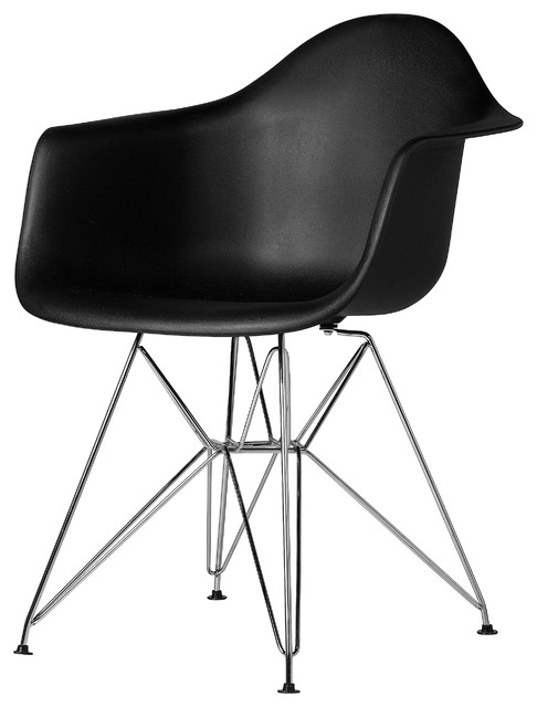 OCHS Trading Market Black, PP OCHS Modern Dining Plastic Chair with Eiffel Retro Wooden Legs Office Kitchen Lounge Bedroom Designer Chair