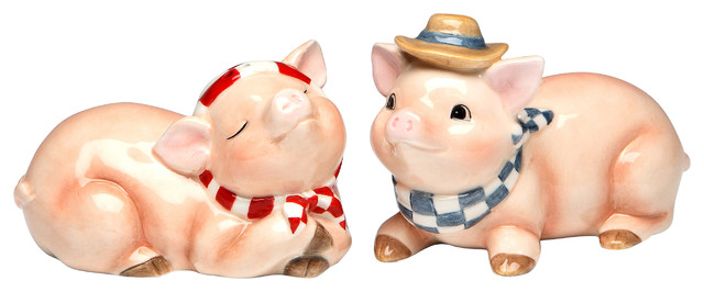 Pig Salt And Pepper Shakers Set Of 2 Farmhouse Salt And Pepper Shakers And Mills By Cosmos Gifts Corp