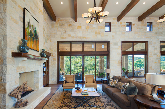 Hill Country Custom Home Rustic Living Room Austin