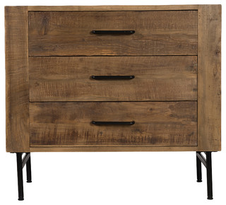 Bristol Reclaimed Pine Three Drawer Dresser - Industrial - Dressers ...