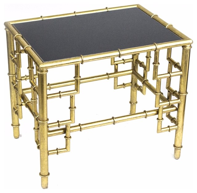 Bamboo Side Table Gold Black